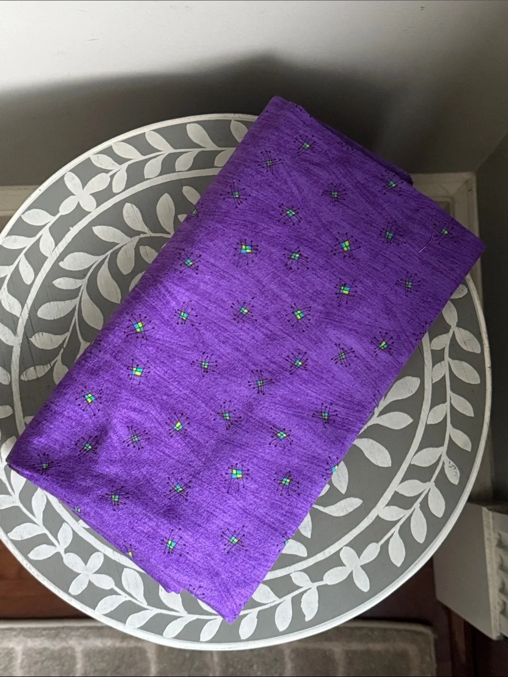 Purple Flannel Fabric Happy Hippiez by Jan Mullen Marcus Brothers 1.25 Yards